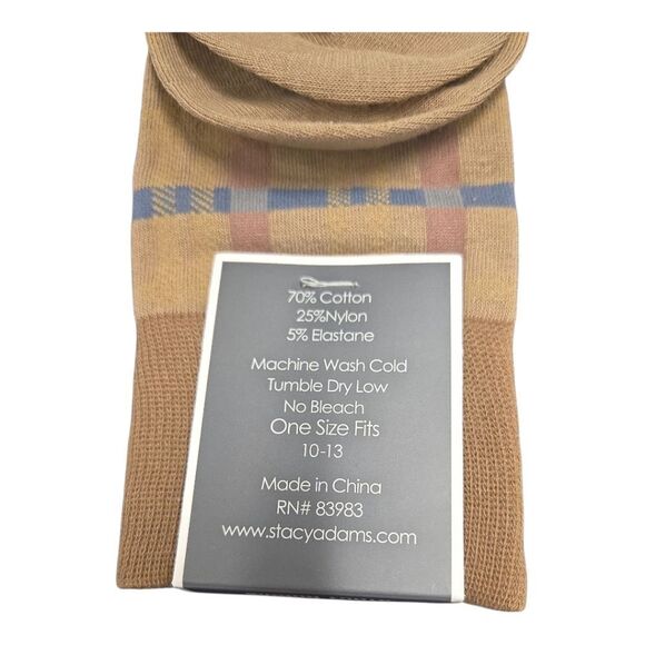 STACY ADAMS MENS WINDOWPANE DRESS SOCK. TAUPE BLUE SAS 348-5 - Picture 3 of 3